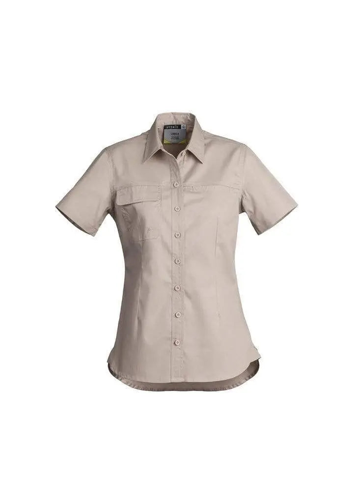 SYZMIK Women’s Lightweight Tradie Shirt - Short Sleeve ZWL120 Work Wear Syzmik Sand 8